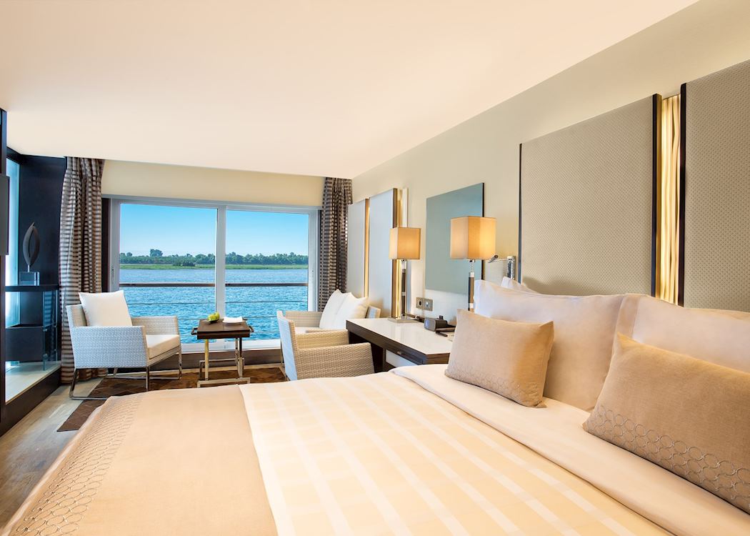 Luxury suite cabin aboard an Oberoi Nile cruiser