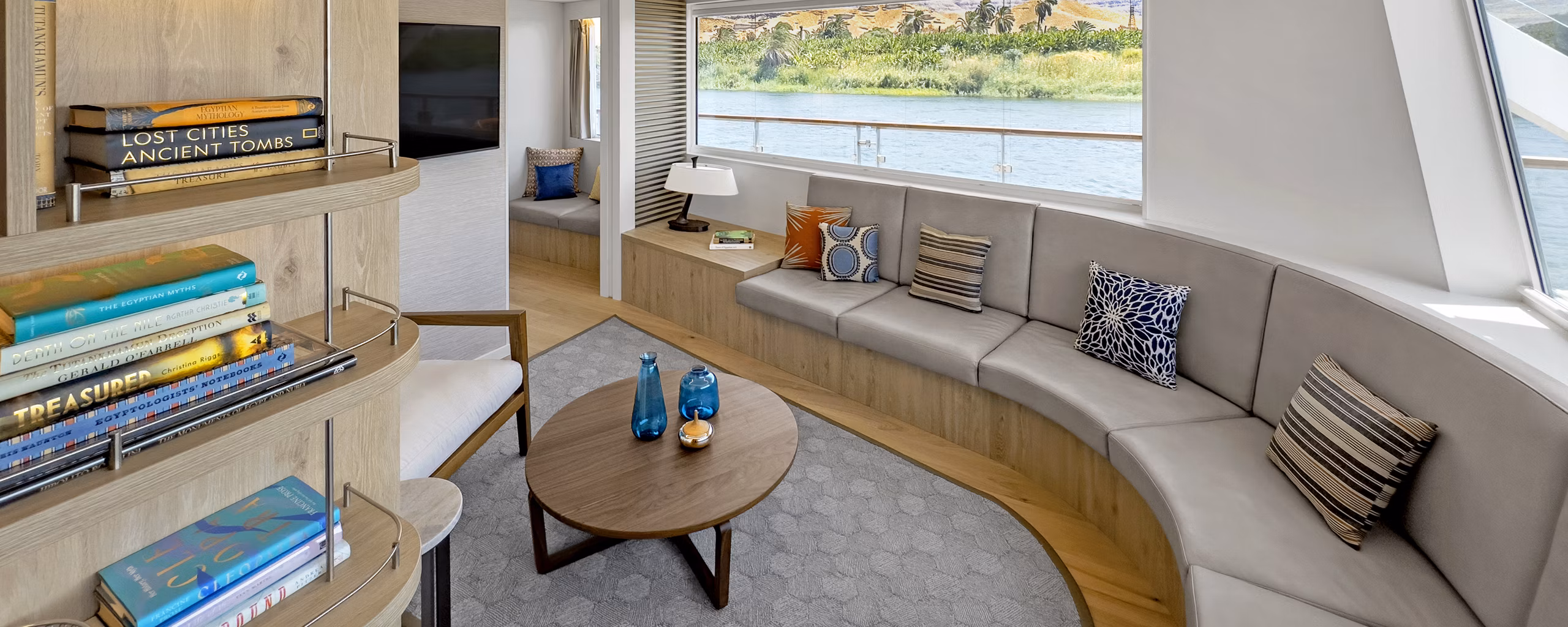 An Explorer Suite sitting area on a Viking ship