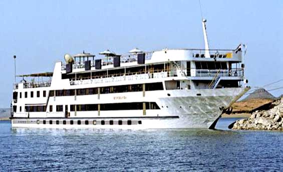 A Lake Nasser cruise ship on the open water